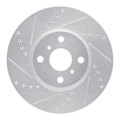R1 12-18 Toyota Yaris (USA/Canada) Front Left Drilled & Slotted Silver Brake Rotor