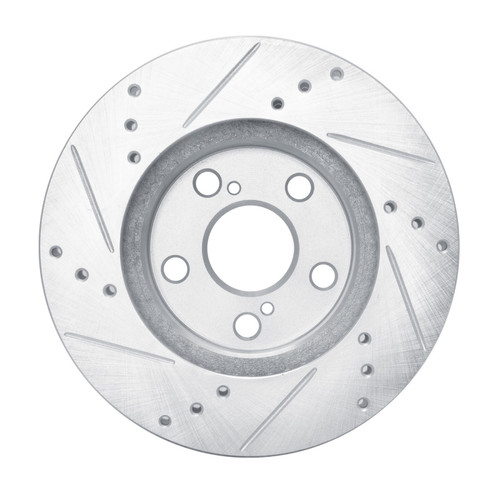 R1 10-17 Lexus CT200H Front Right Drilled & Slotted Silver Brake Rotor