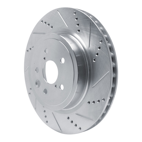 R1 15-22 Lexus GS F Right Rear Drilled & Slotted Silver Brake Rotor