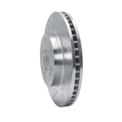 R1 10-17 Lexus CT200H Front Left Drilled & Slotted Silver Brake Rotor