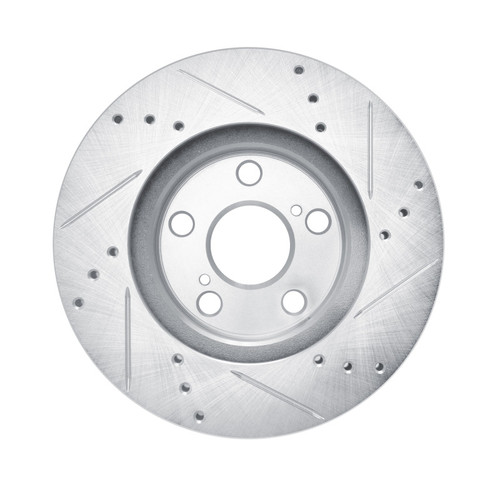 R1 10-17 Lexus CT200H Front Left Drilled & Slotted Silver Brake Rotor