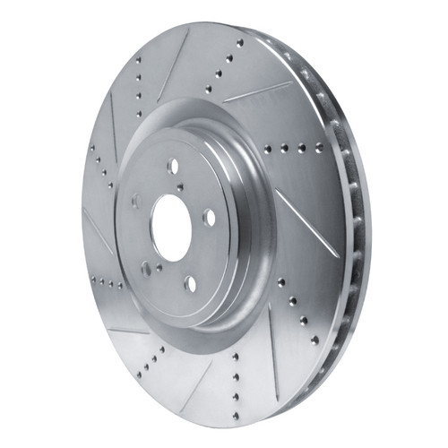 R1 15-22 Lexus RC F Left Front Drilled & Slotted Silver Brake Rotor