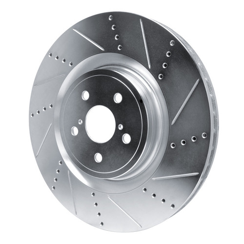 R1 15-22 Lexus RC F Right Front Drilled & Slotted Silver Brake Rotor