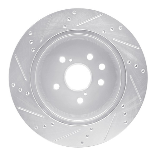 R1 06-20 Lexus IS250 Rear Right Drilled & Slotted Silver Brake Rotor