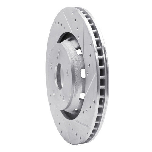 R1 09-15 Toyota Venza Front Right Drilled & Slotted Silver Brake Rotor
