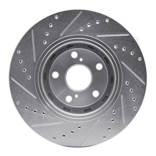 R1 09-15 Toyota Venza Front Right Drilled & Slotted Silver Brake Rotor