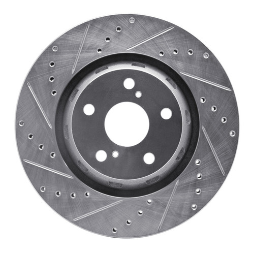 R1 09-15 Toyota Venza Front Left Drilled & Slotted Silver Brake Rotor