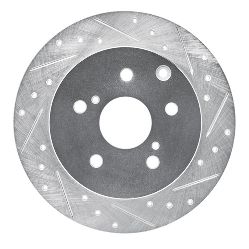R1 09-13 Pontiac Vibe Rear Right Drilled & Slotted Silver Brake Rotor