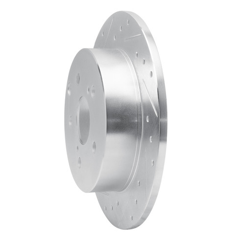 R1 09-13 Pontiac Vibe Rear Left Drilled & Slotted Silver Brake Rotor