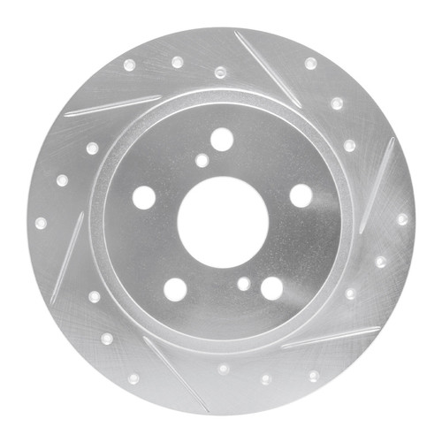 R1 08-18 Pontiac Vibe Rear Right Drilled & Slotted Silver Brake Rotor