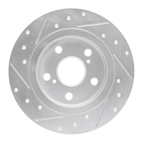 R1 08-18 Pontiac Vibe Rear Right Drilled & Slotted Silver Brake Rotor