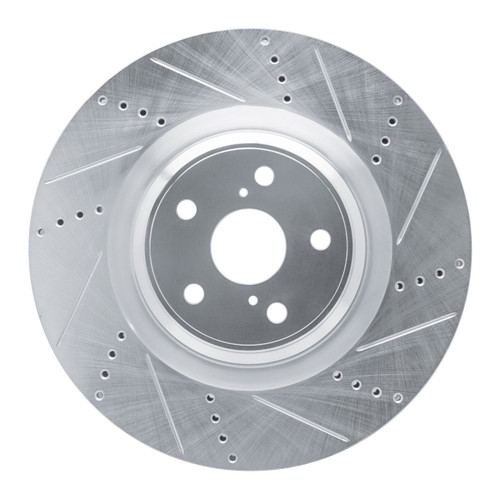 R1 10-17 Lexus LS460 Right Front Drilled & Slotted Silver Brake Rotor
