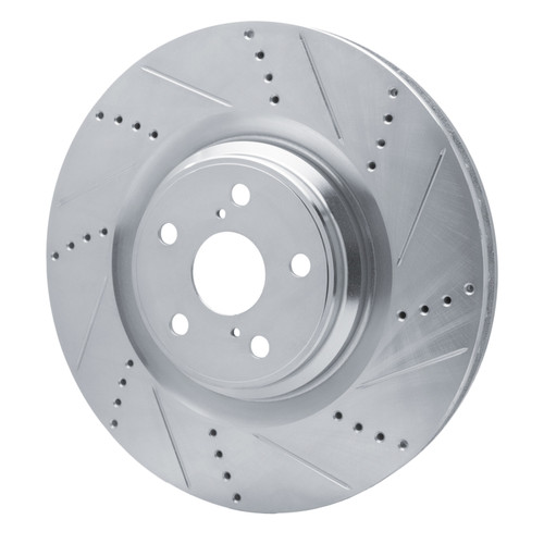R1 10-17 Lexus LS460 Right Front Drilled & Slotted Silver Brake Rotor