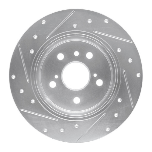 R1 00-04 Toyota Avalon Rear Right Drilled & Slotted Silver Brake Rotor