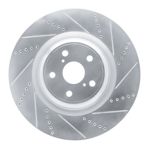 R1 10-17 Lexus LS460 Left Front Drilled & Slotted Silver Brake Rotor