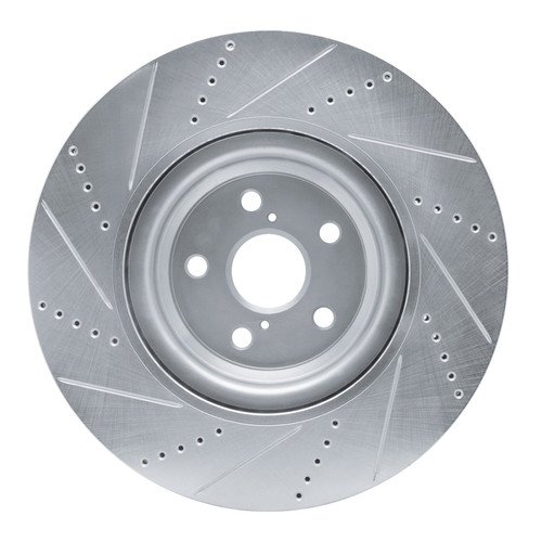 R1 10-17 Lexus LS460 Left Front Drilled & Slotted Silver Brake Rotor