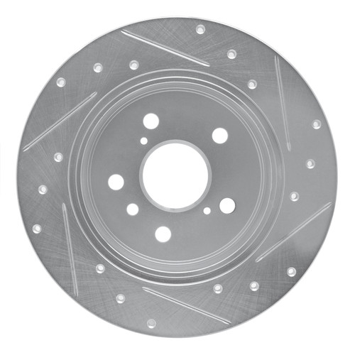 R1 00-04 Toyota Avalon Rear Left Drilled & Slotted Silver Brake Rotor