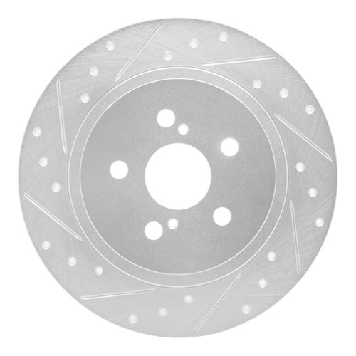 R1 11-17 Lexus CT200H Rear Left Drilled & Slotted Silver Brake Rotor