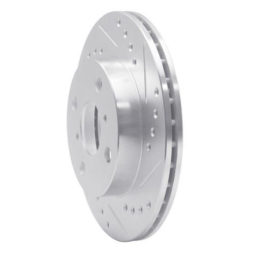 R1 99-05 Toyota Echo Front Right Drilled & Slotted Silver Brake Rotor