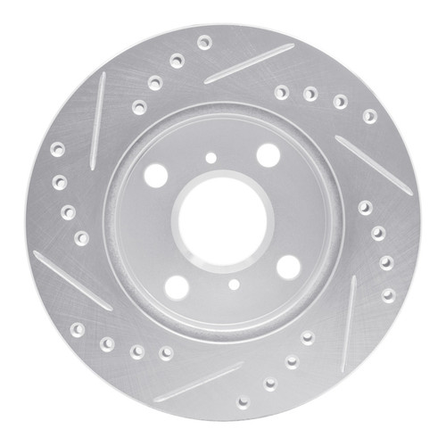 R1 99-05 Toyota Echo Front Right Drilled & Slotted Silver Brake Rotor