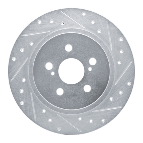 R1 11-17 Lexus CT200H Rear Right Drilled & Slotted Silver Brake Rotor
