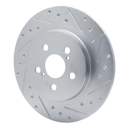 R1 11-17 Lexus CT200H Rear Right Drilled & Slotted Silver Brake Rotor