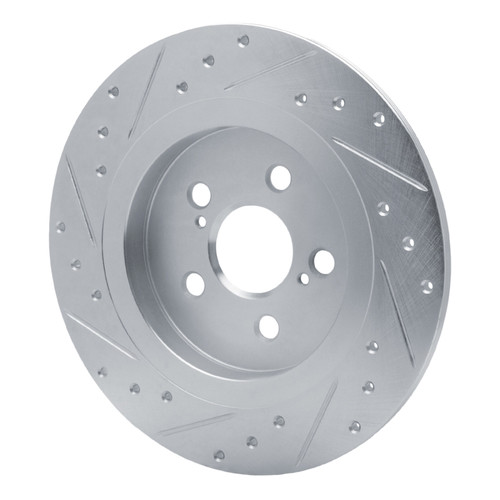 R1 11-17 Lexus CT200H Rear Right Drilled & Slotted Silver Brake Rotor