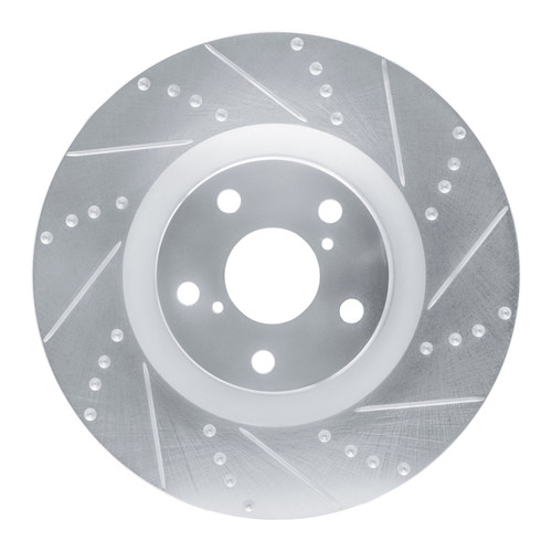 R1 09-11 Lexus IS350 Left Front Drilled & Slotted Silver Brake Rotor