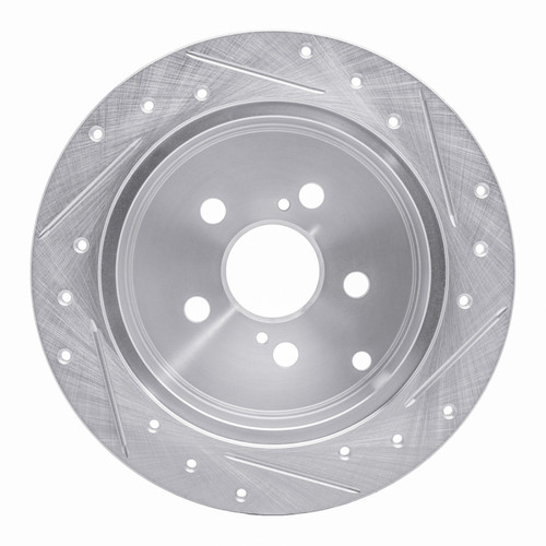 R1 00-10 Pontiac Vibe Rear Left Drilled & Slotted Silver Brake Rotor