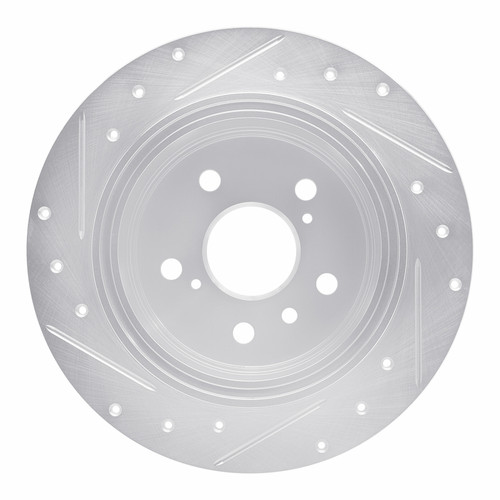 R1 95-99 Toyota Avalon Rear Right Drilled & Slotted Silver Brake Rotor