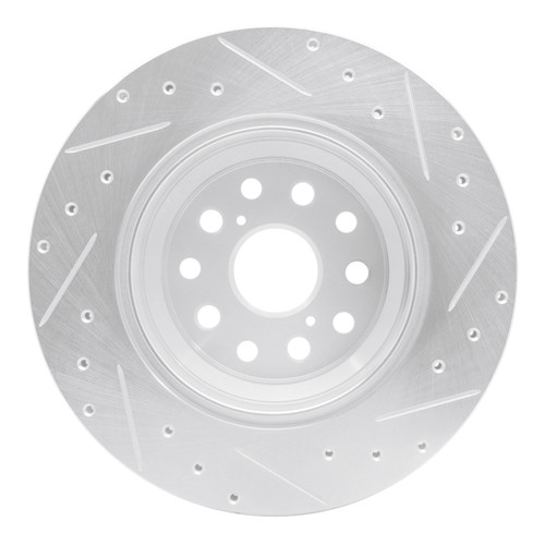 R1 07-17 Lexus LS600h Left Rear Drilled & Slotted Silver Brake Rotor