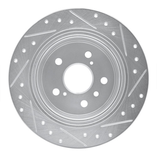 R1 95-99 Toyota Avalon Rear Left Drilled & Slotted Silver Brake Rotor