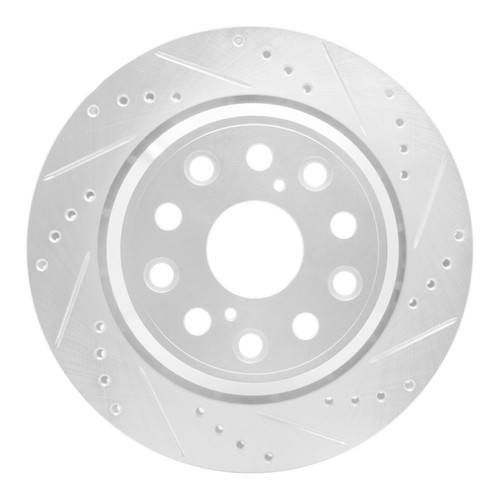 R1 07-17 Lexus LS460 Rear Right Drilled & Slotted Silver Brake Rotor