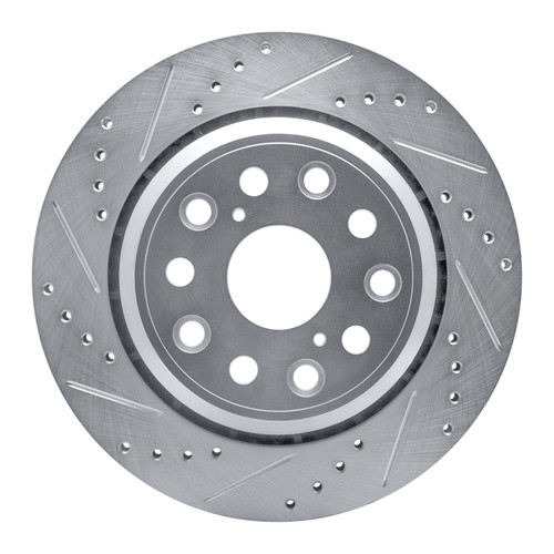 R1 07-17 Lexus LS460 Rear Left Drilled & Slotted Silver Brake Rotor