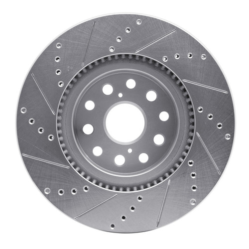 R1 07-23 Lexus LS460 Front Right Drilled & Slotted Silver Brake Rotor