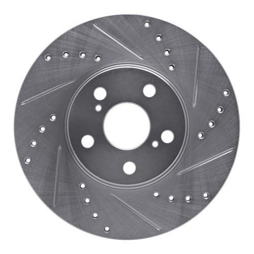 R1 94-99 Toyota Celica Front Right Drilled & Slotted Silver Brake Rotor