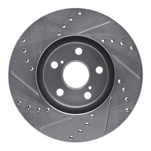 R1 94-99 Toyota Celica Front Right Drilled & Slotted Silver Brake Rotor