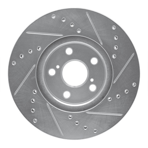 R1 94-99 Toyota Celica Front Left Drilled & Slotted Silver Brake Rotor