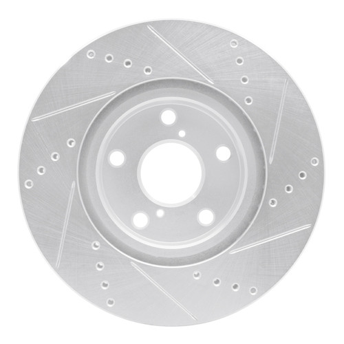 R1 06-15 Lexus IS250 Left Front Drilled & Slotted Silver Brake Rotor