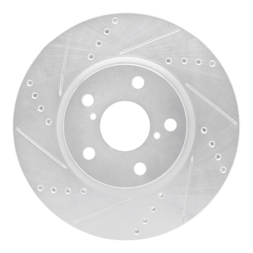 R1 06-15 Lexus IS250 Right Front Drilled & Slotted Silver Brake Rotor