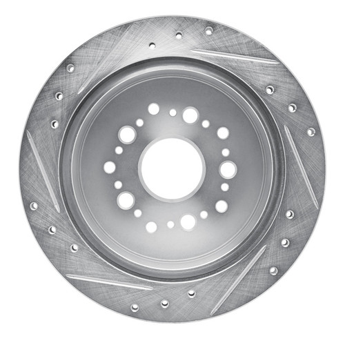 R1 92-98 Lexus SC300 Rear Right Drilled & Slotted Silver Brake Rotor
