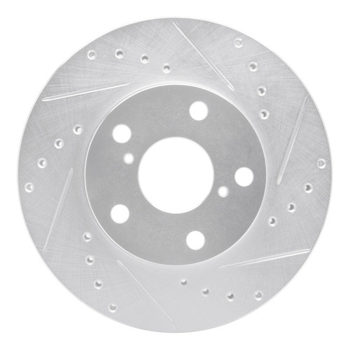 R1 92-98 Lexus SC300 Front Right Drilled & Slotted Silver Brake Rotor