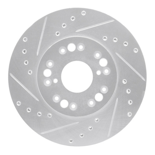 R1 91-92 Lexus LS400 Front Left Drilled & Slotted Silver Brake Rotor
