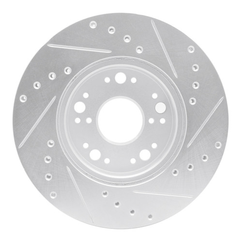 R1 91-92 Lexus LS400 Front Left Drilled & Slotted Silver Brake Rotor
