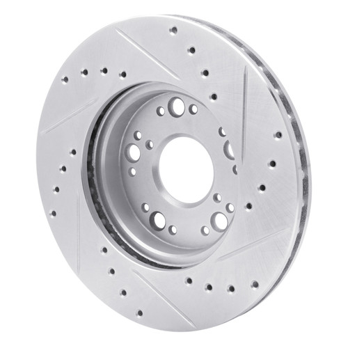 R1 90-90 Lexus LS400 Front Left Drilled & Slotted Silver Brake Rotor