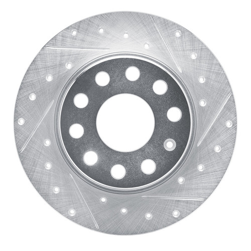 R1 17-25 Audi Q2 (Mexico) Rear Right Drilled & Slotted Silver Brake Rotor