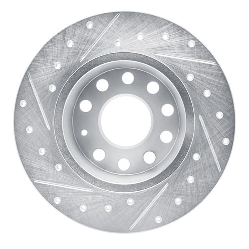 R1 17-25 Audi Q2 (Mexico) Rear Right Drilled & Slotted Silver Brake Rotor