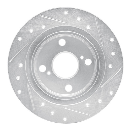 R1 87-92 Chevrolet Nova Rear Left Drilled & Slotted Silver Brake Rotor