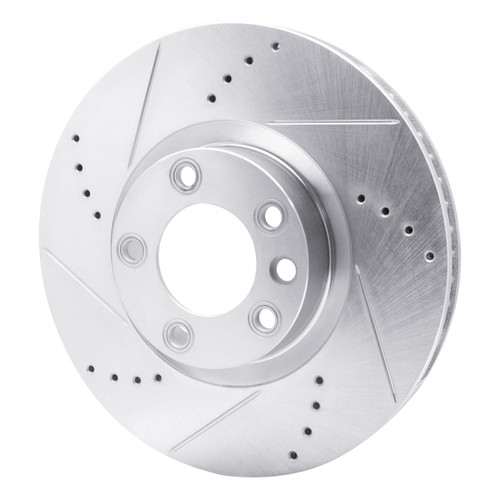 R1 11-18 Porsche CAYENNE Right Front Drilled & Slotted Silver Brake Rotor