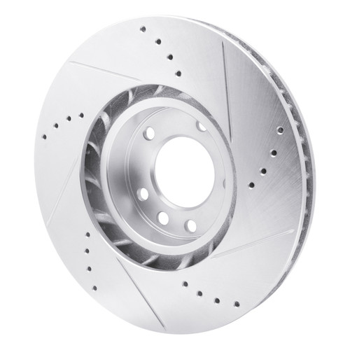 R1 11-18 Porsche CAYENNE Right Front Drilled & Slotted Silver Brake Rotor
